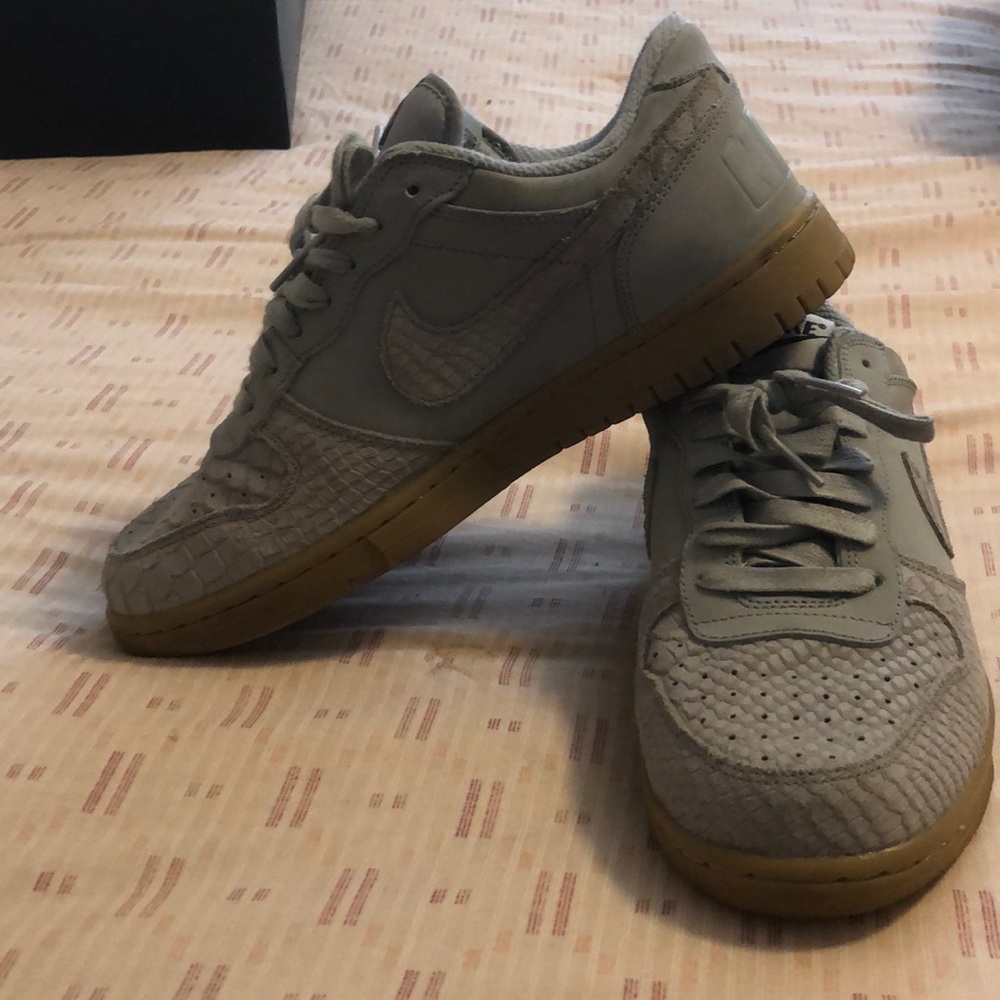 Grey snakeskin Nike sneakers